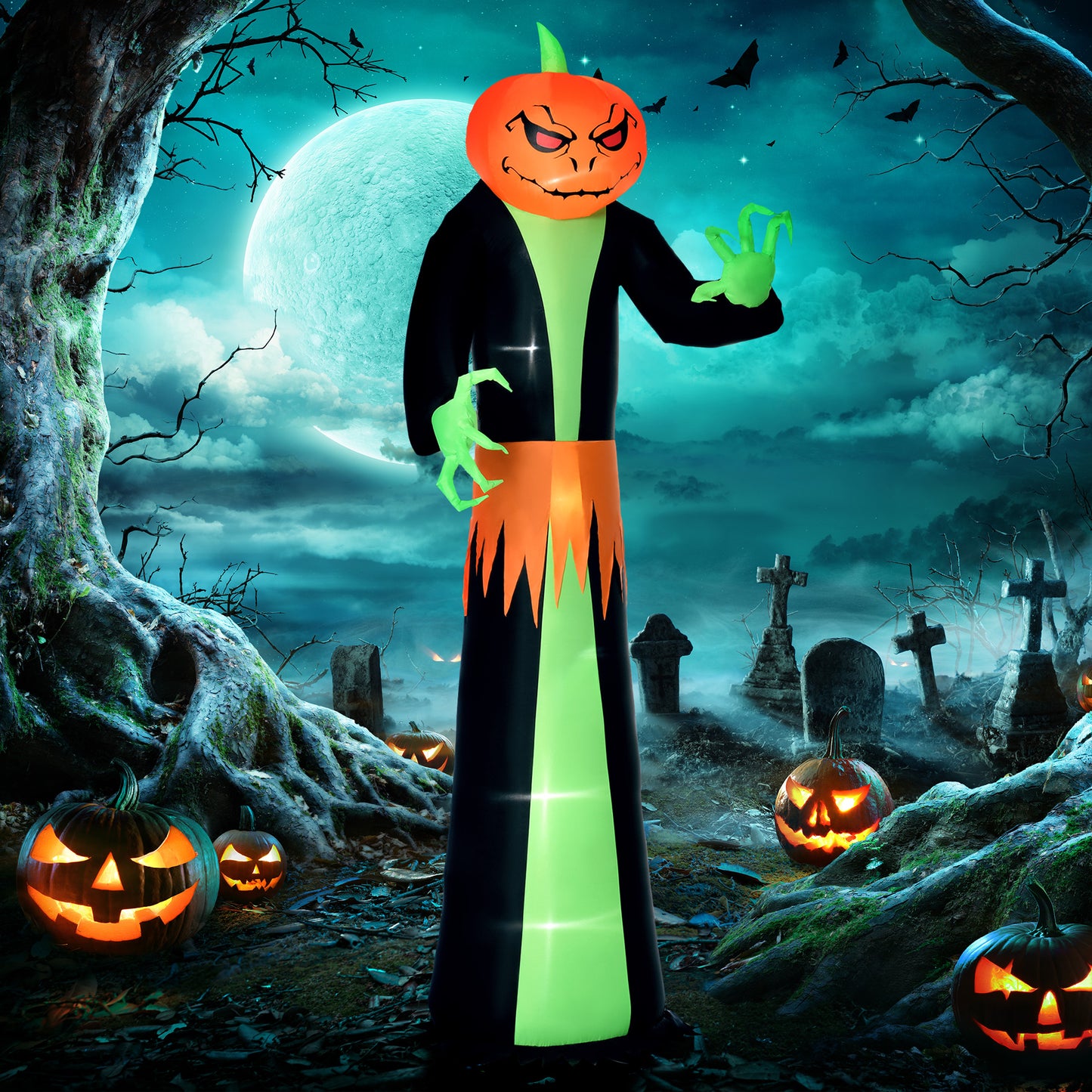 Décoration gonflable Halloween fantôme citrouille 9 pi