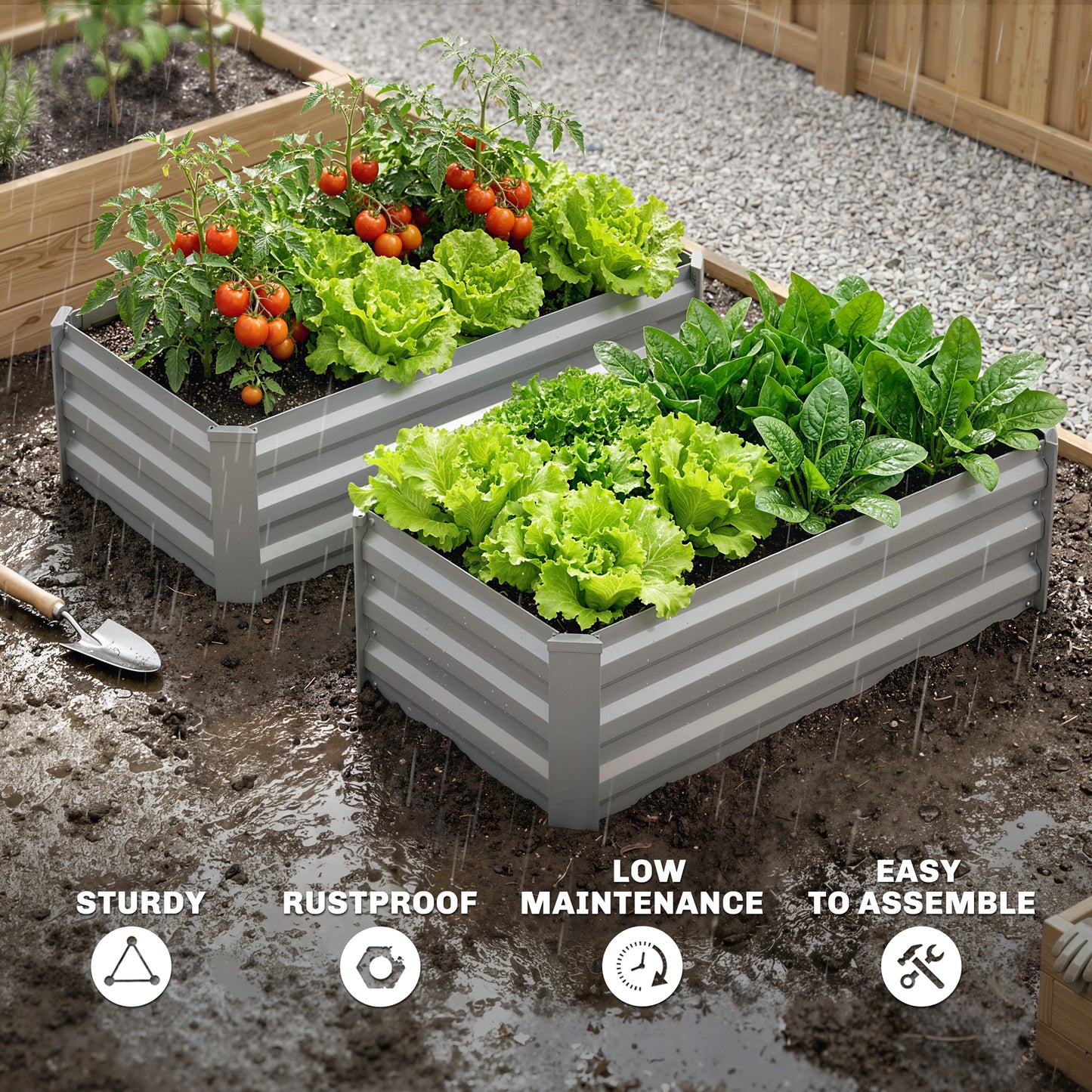 Bacs surélevés galvanisés ensemble de 2 pour jardin
