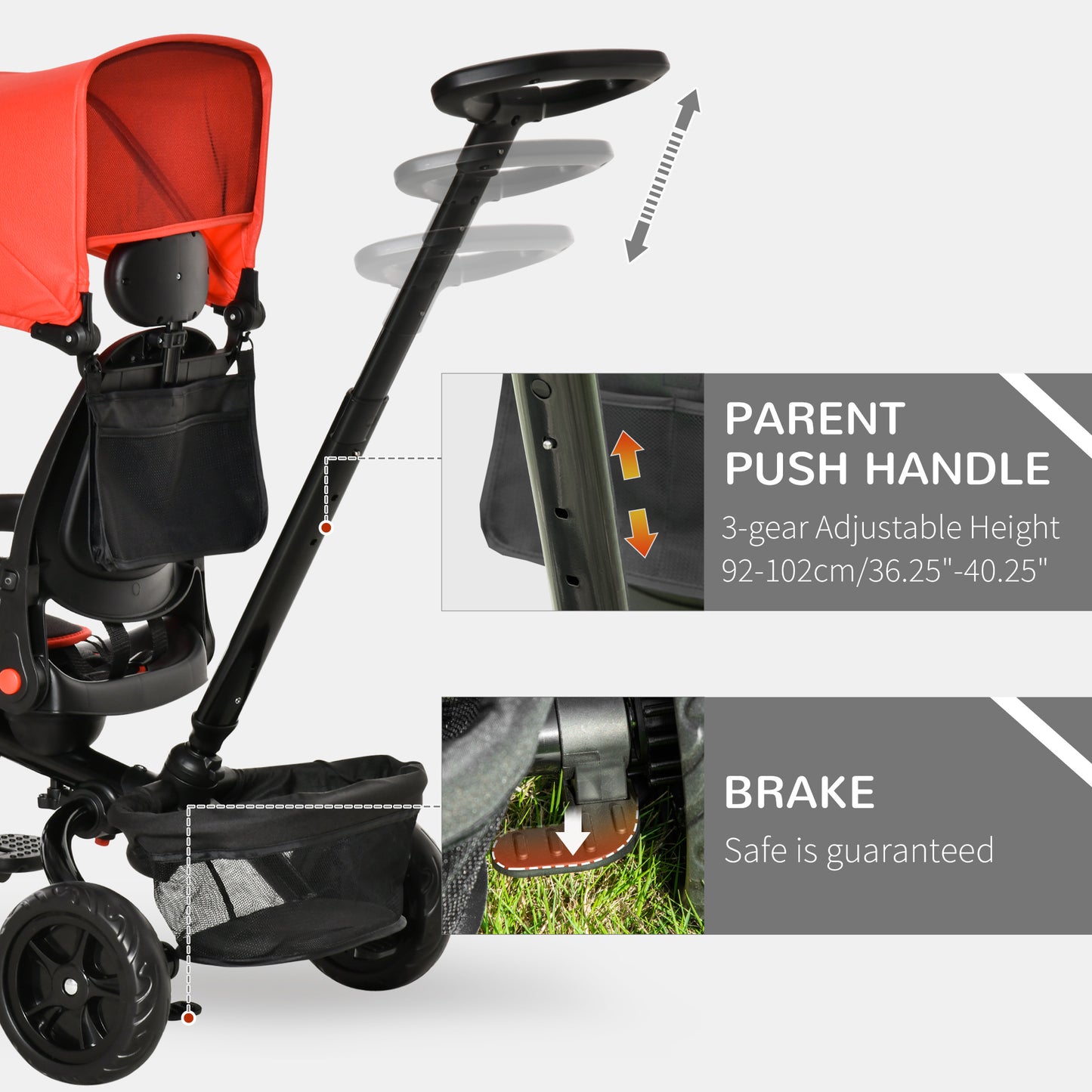 Tricycle évolutif 5-en-1 pour tout-petits