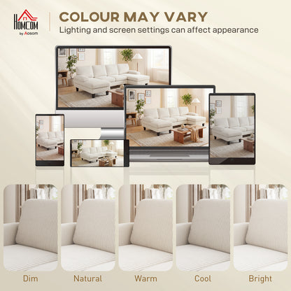 Sofa sectionnel en U avec double chaise en velours côtelé