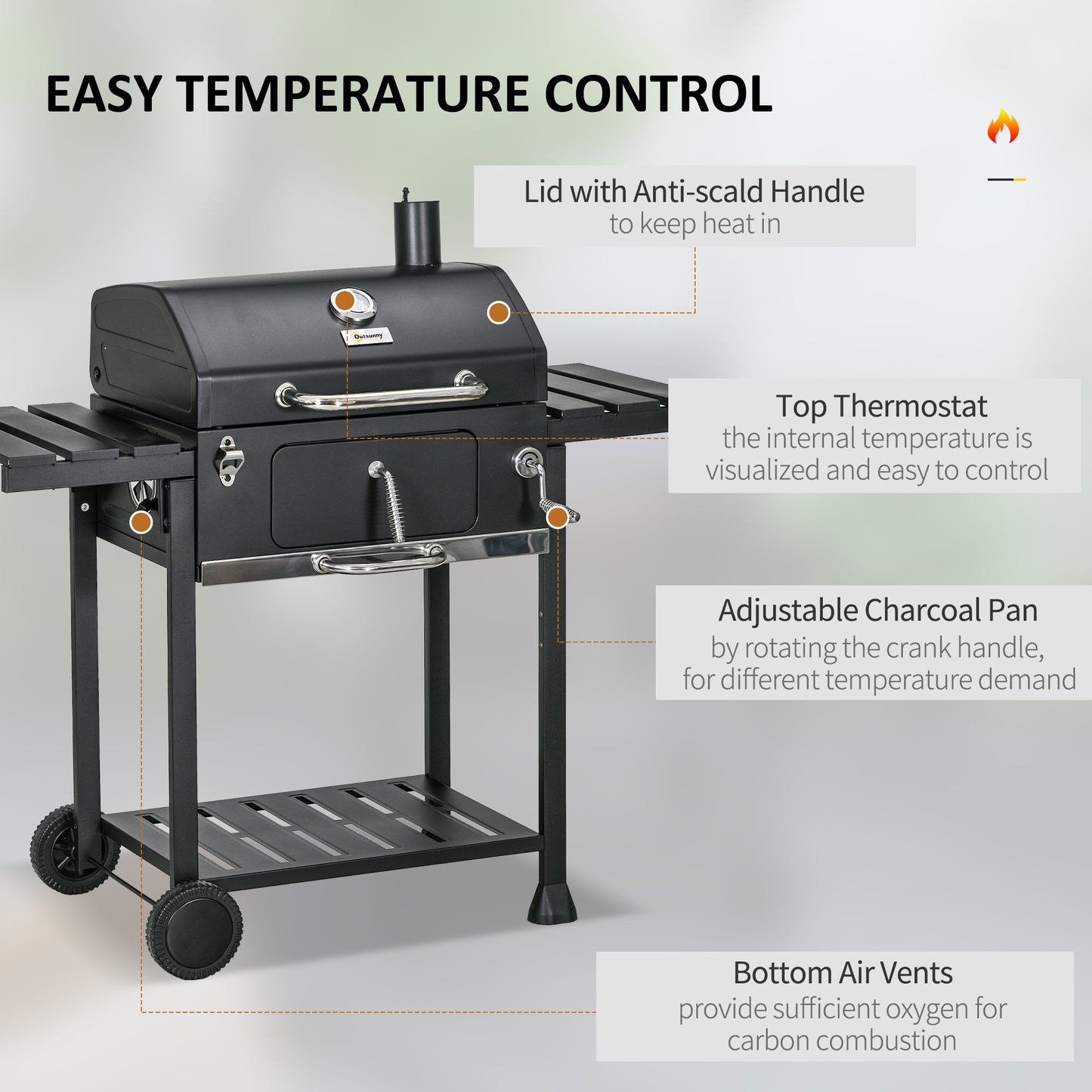 BBQ au charbon avec fumoir et ajustement thermique