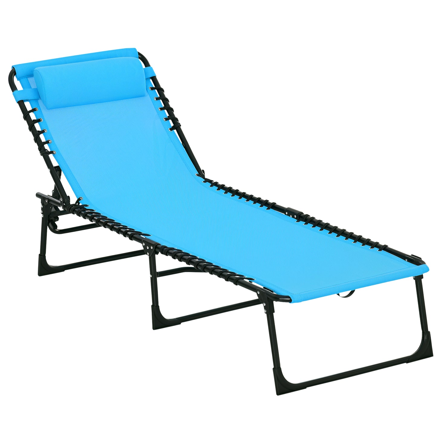 Chaise longue pliante réglable 4 positions avec appui-tête