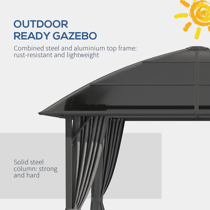 Gazebo toit rigide polycarbonate UV60+ avec rideaux