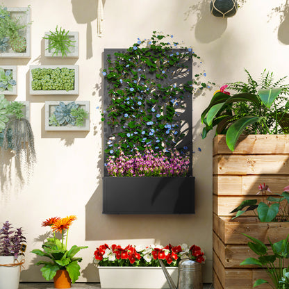Jardinière surélevée en métal avec panneau décoratif