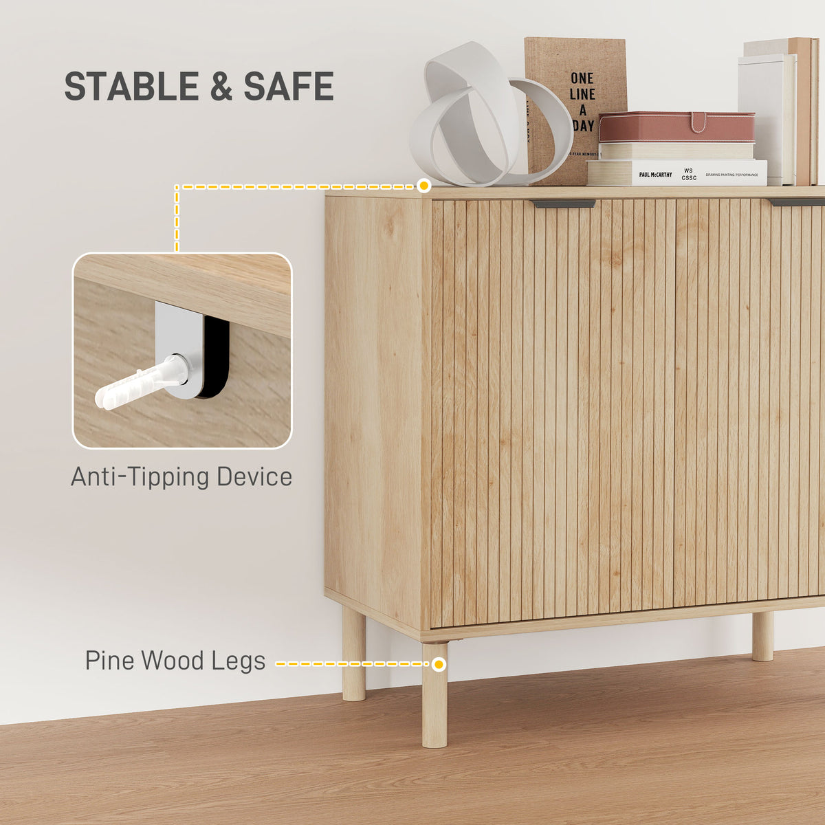 Armoire console avec portes et étagère ajustable — Chêne