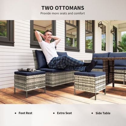 Ensemble de patio sectionnel rotin 6 pièces avec table