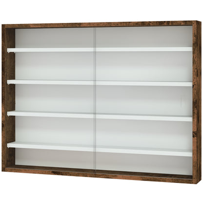 Vitrine murale 5 tablettes avec 2 portes en verre