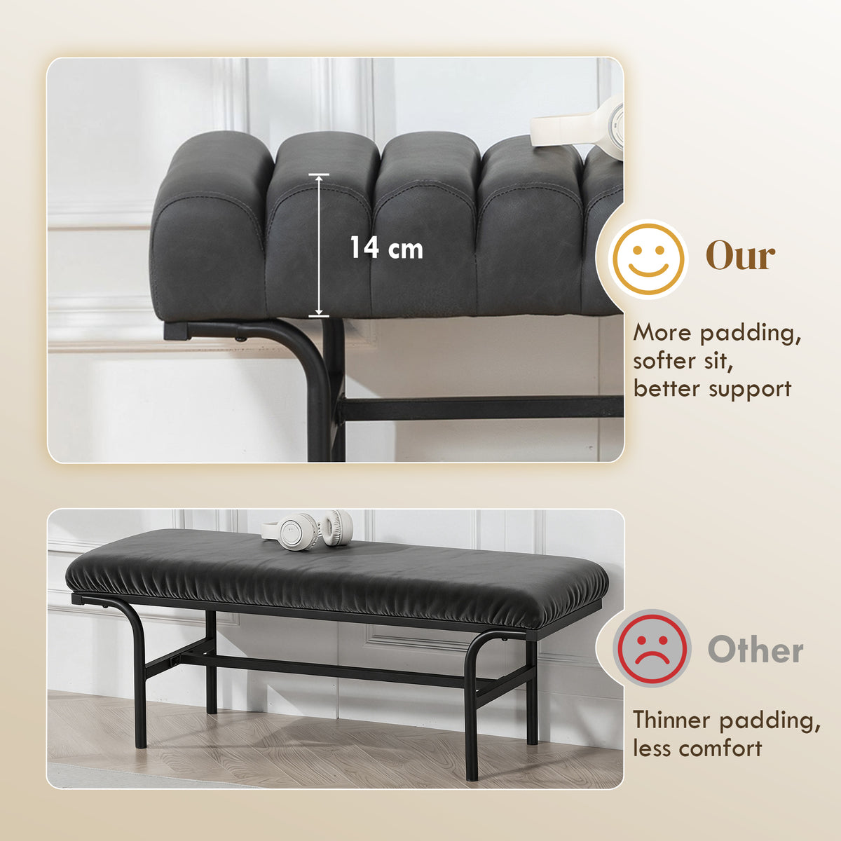 Banc de lit cylindrique en similicuir