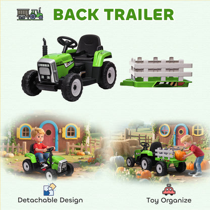 Tracteur électrique 12V pour enfants avec remorque