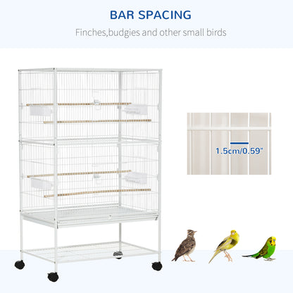Grande cage à oiseaux en acier avec roulettes et perchoirs
