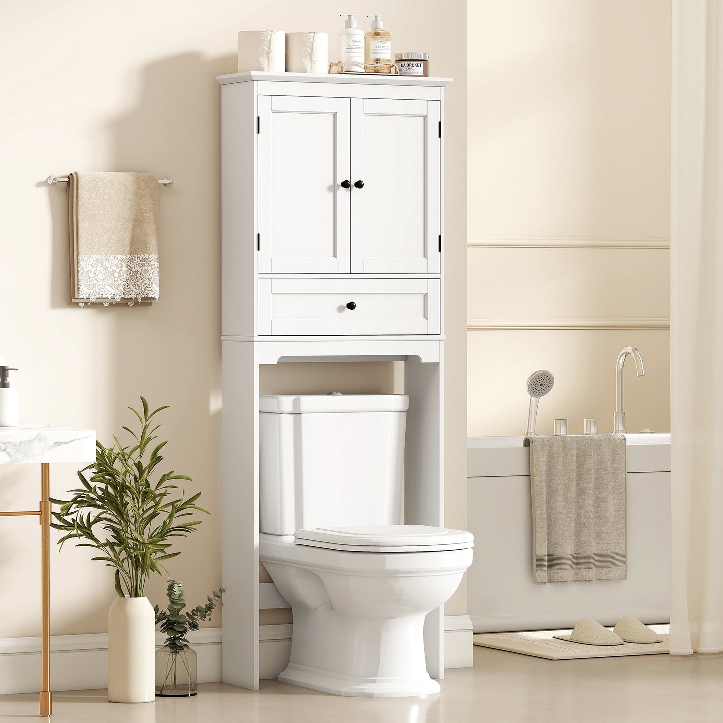 Meuble rangement au-dessus toilette tiroir et armoire