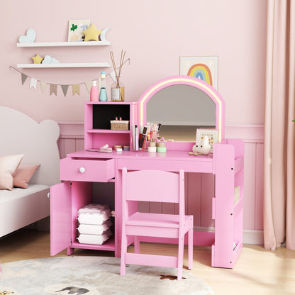 Coiffeuse enfant avec miroir éclairé et rangements