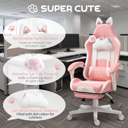 Chaise de joueur style chat avec repose-pieds
