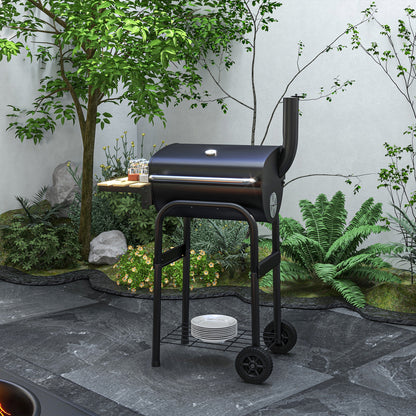 BBQ au charbon avec thermomètre et roues