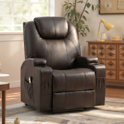Fauteuil releveur électrique à dossier haut en similicuir