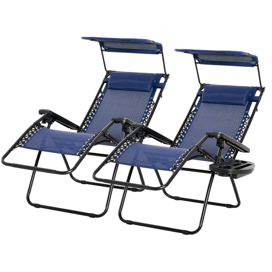 Chaise longue zéro gravité pliable avec auvent