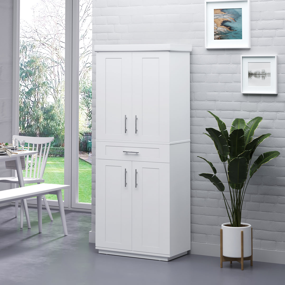 Armoire de cuisine autoportante à portes et tiroir