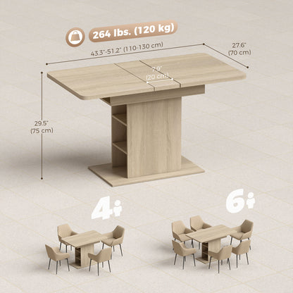 Table à manger extensible avec étagères intégrées