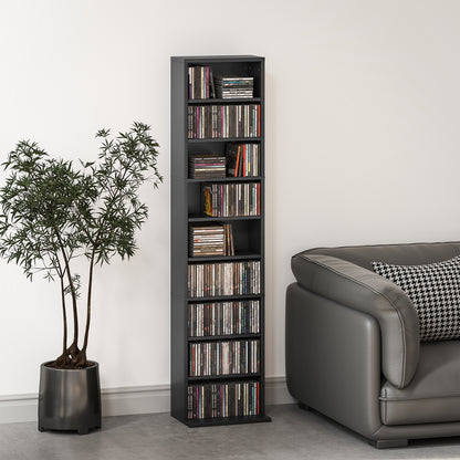 Meuble rangement médias 9 niveaux étroit ajustable