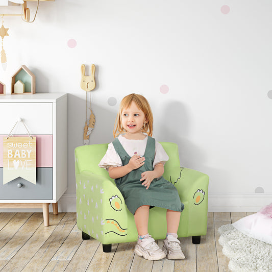 Fauteuil pour enfants en velours avec motif dinosaure