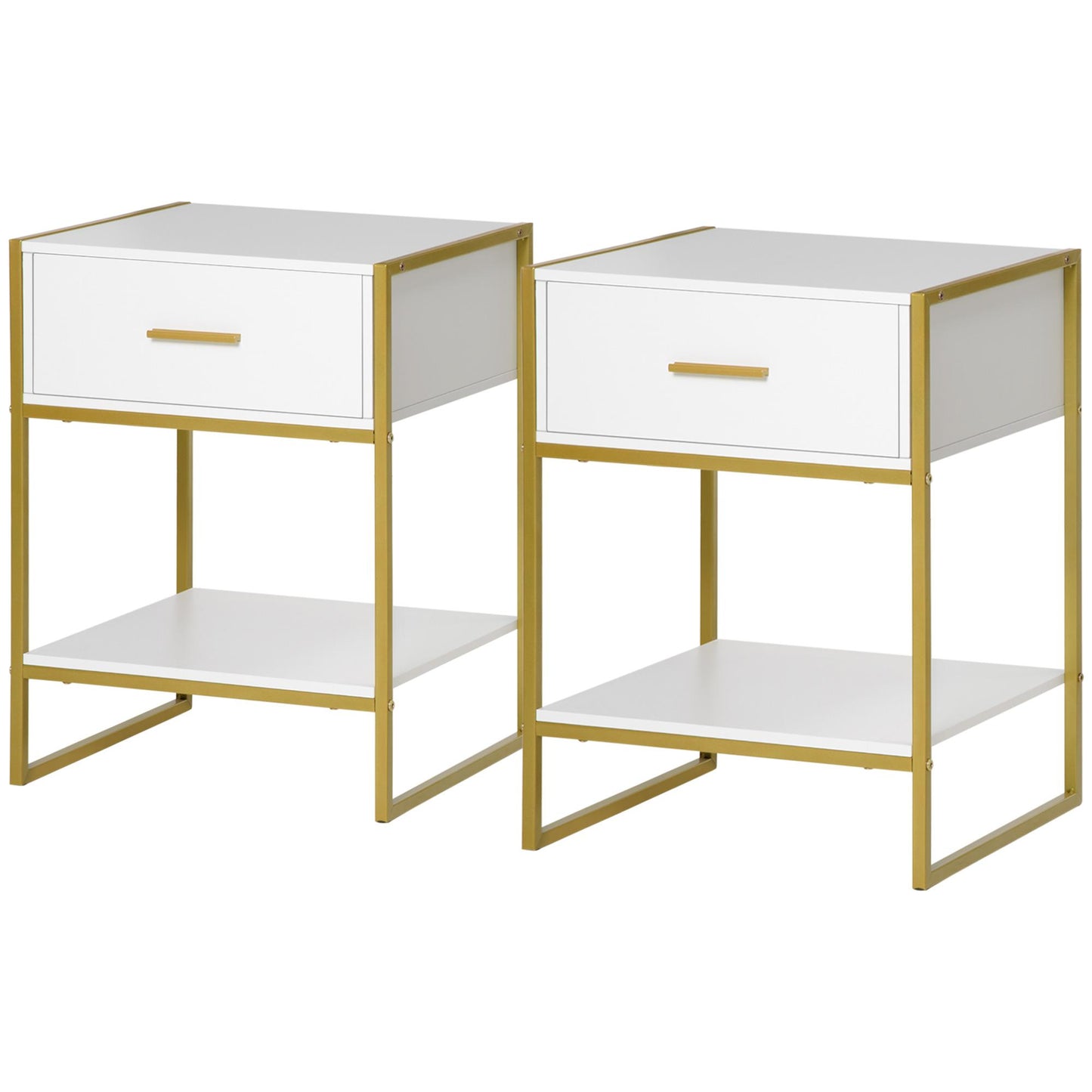 Tables de chevet modernes avec tiroir et étagère — ensemble de 2