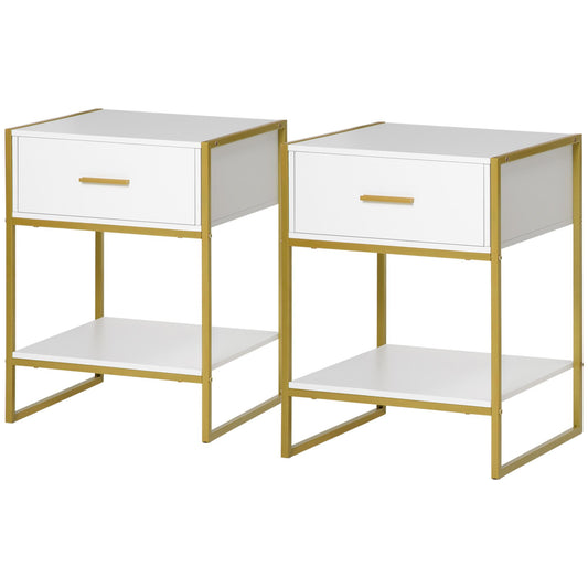 Tables de chevet modernes avec tiroir et étagère — ensemble de 2