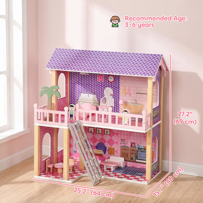 Maison de poupée en bois avec meubles