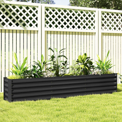 Outsunny Galvanized Raised Garden Bed 240x40x45cm Outdoor Garden