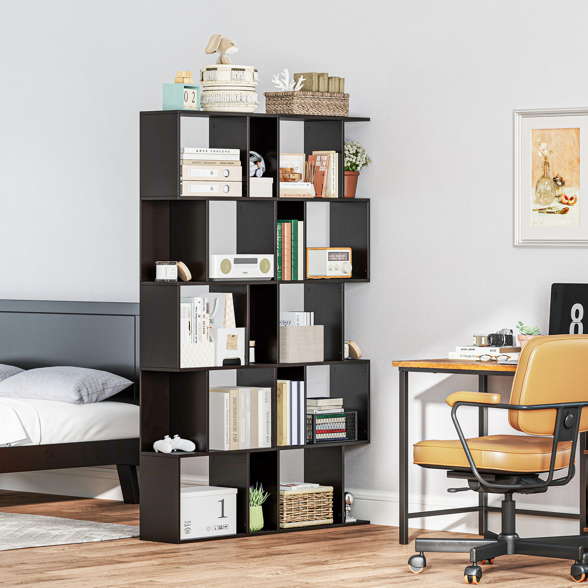 Bibliothèque géométrique 5 niveaux en S