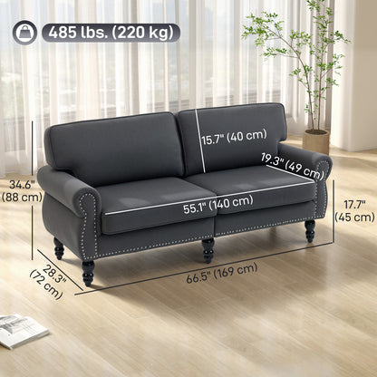 Sofa 2 places style traditionnel en lin