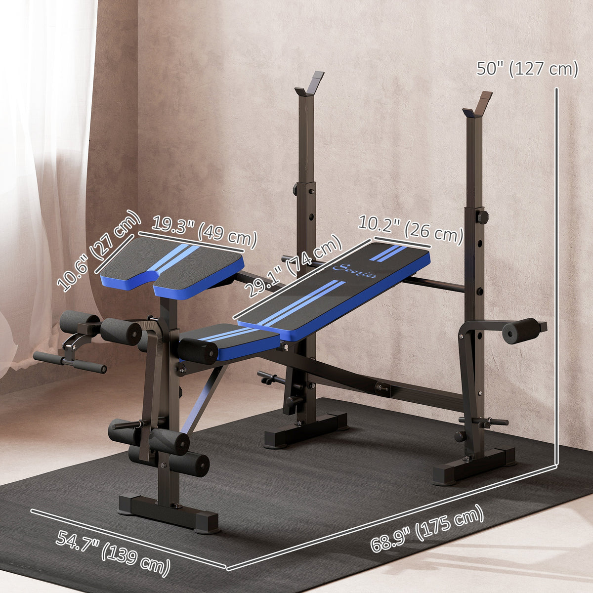 Banc d'haltérophilie multifonction ajustable