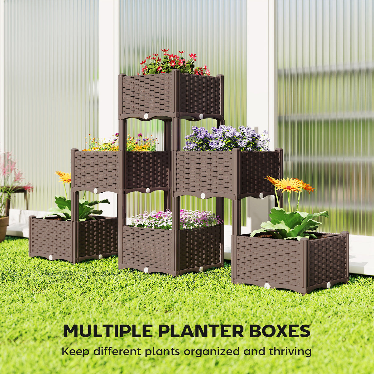 Jardinière surélevée modulaire avec réservoir — gris