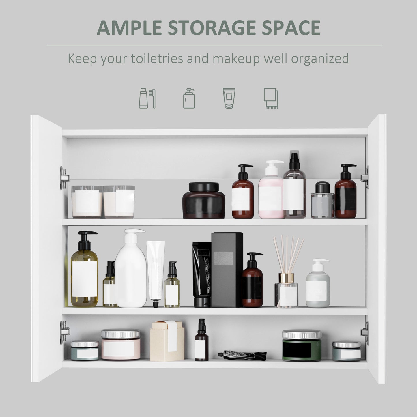 Armoire murale salle de bain miroir double portes