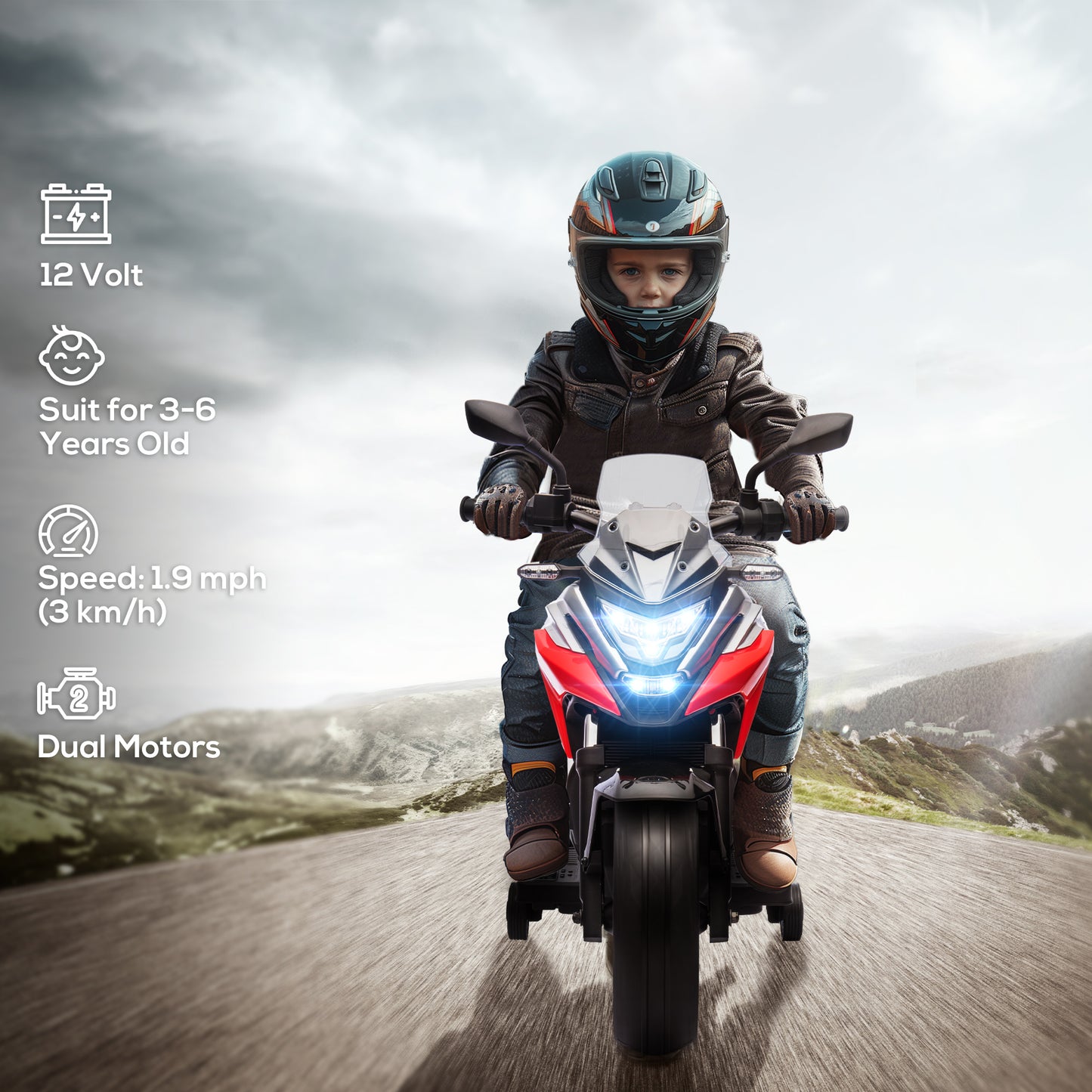 Moto électrique Honda 12V pour enfants avec phares