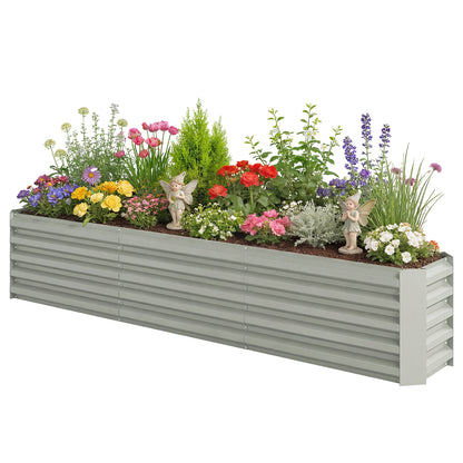 Outsunny Galvanized Raised Garden Bed 240x40x45cm Outdoor Garden