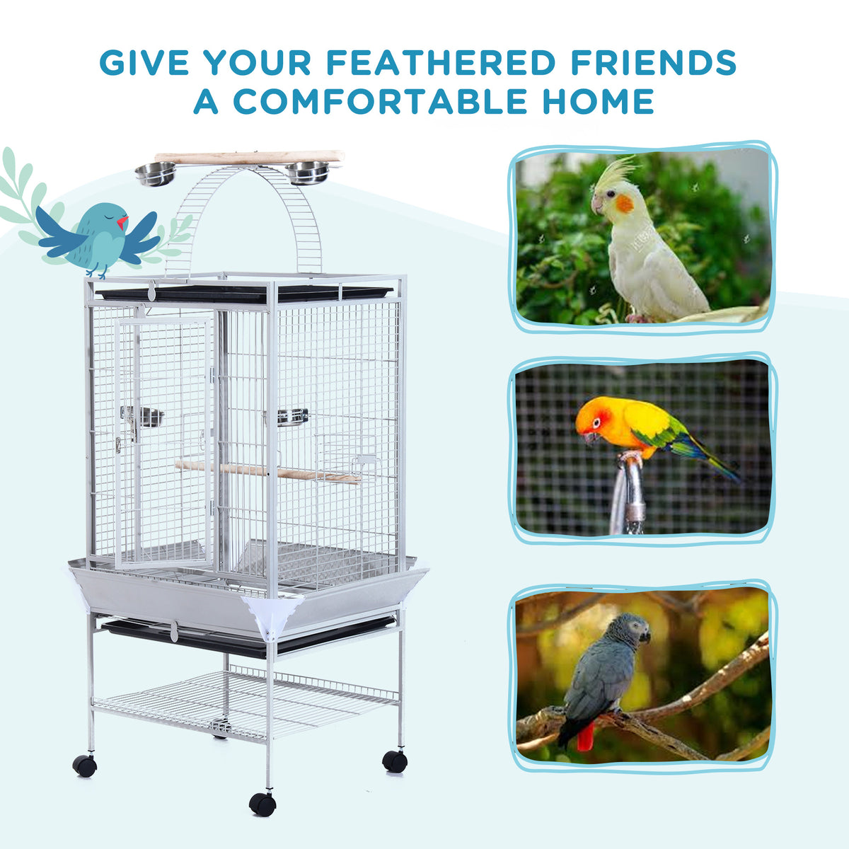 Grande volière pour oiseaux avec aire de jeux