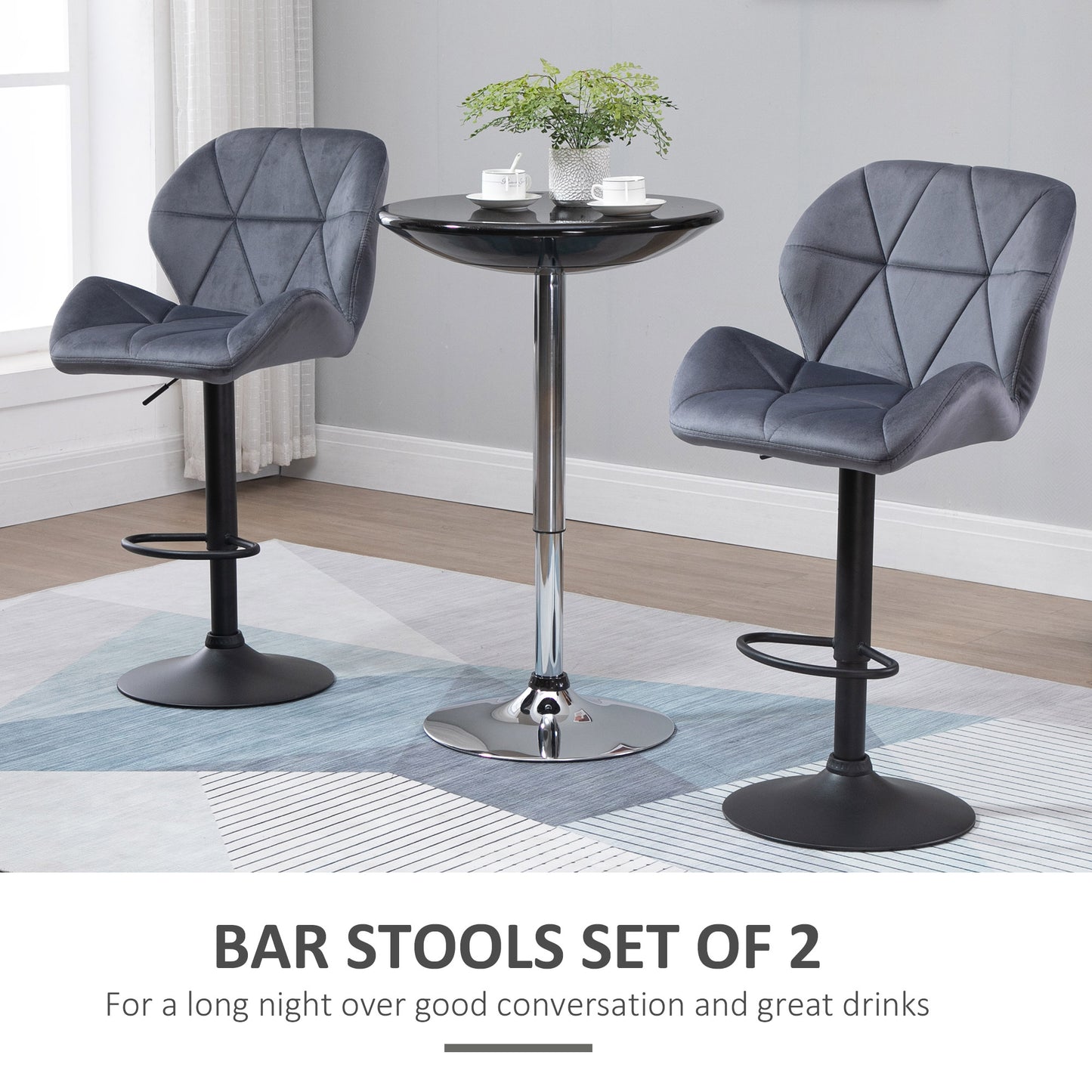 Tabourets de bar ajustables tissu ensemble de 2