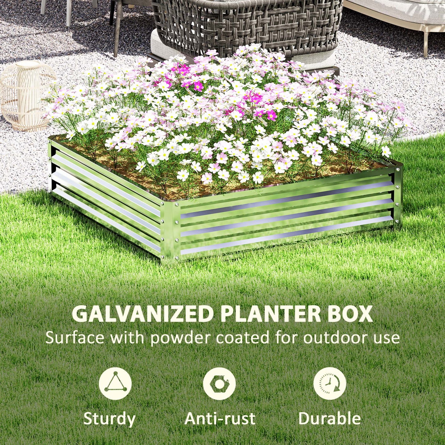 Jardinière surélevée acier galvanisé 120x120x30cm