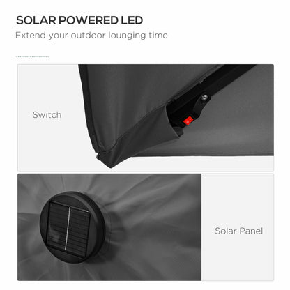 Parasol rectangulaire 6' x 10' avec éclairage LED solaire