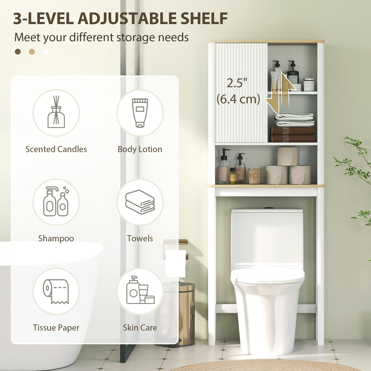 Meuble de rangement au-dessus toilette ajustable