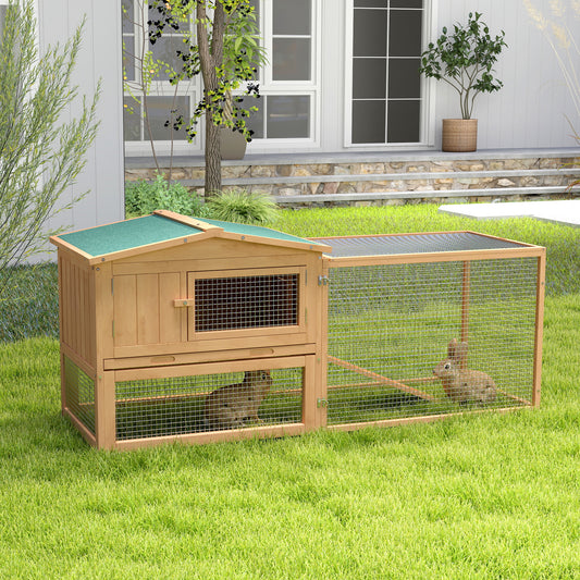 Clapier à lapins 2 étages 158 cm avec plateau coulissant