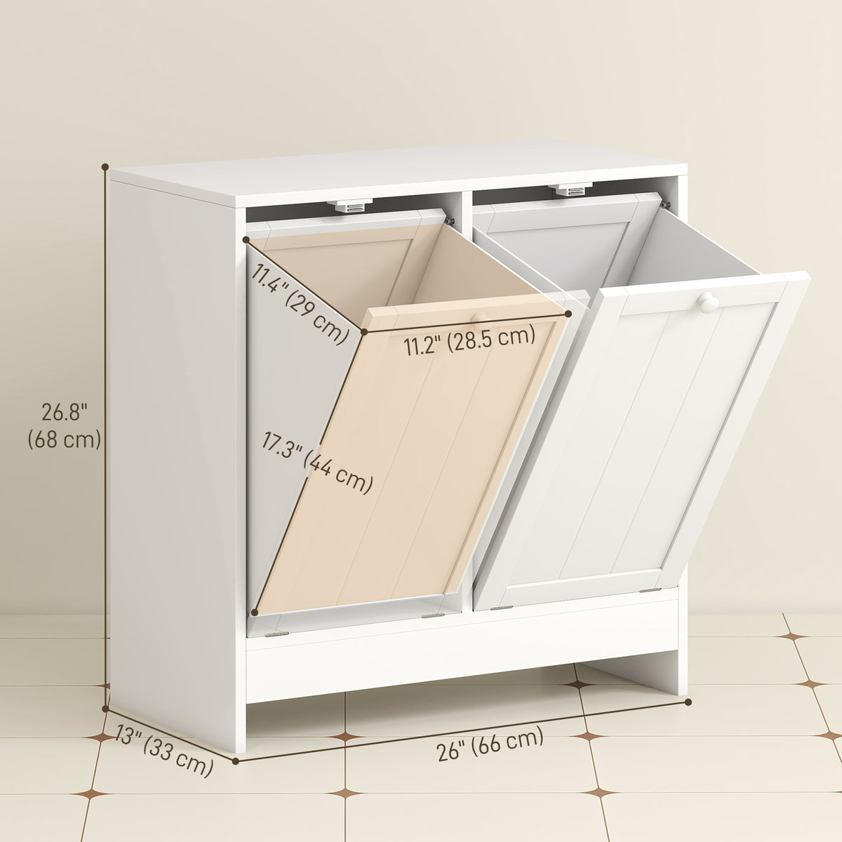 Meuble de buanderie basculant moderne à deux compartiments