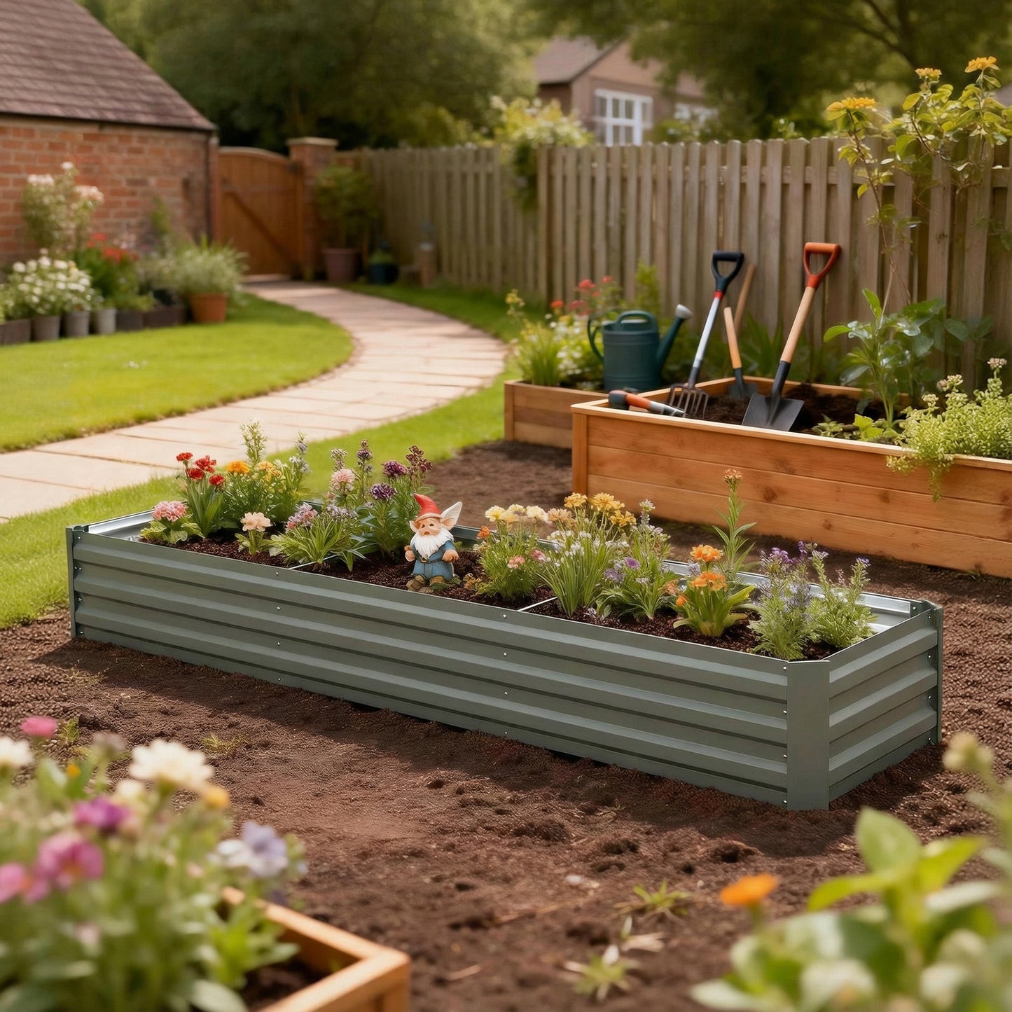 Bac surélevé galvanisé 8'x2'x1' pour jardin