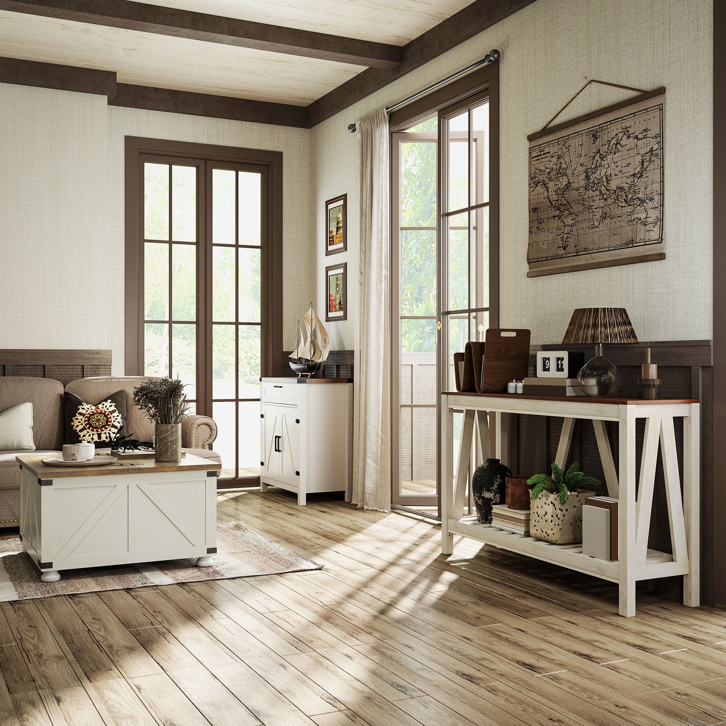 Armoire cuisine portes grange rustiques 2 portes