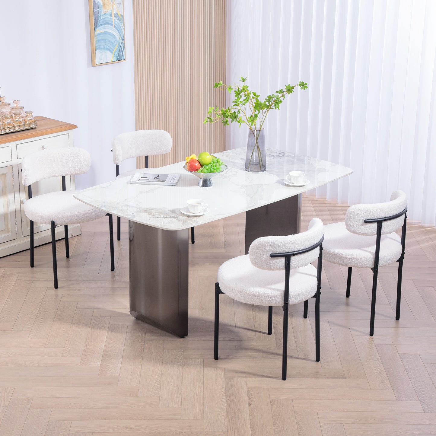 Chaises de salle à manger modernes rembourrées ensemble de 4