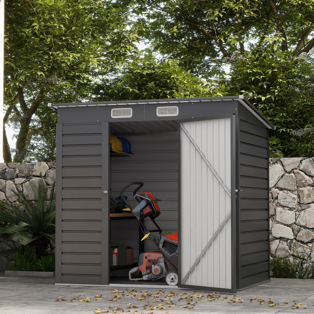 Abri de jardin métallique galvanisé 6x4 pi — gris