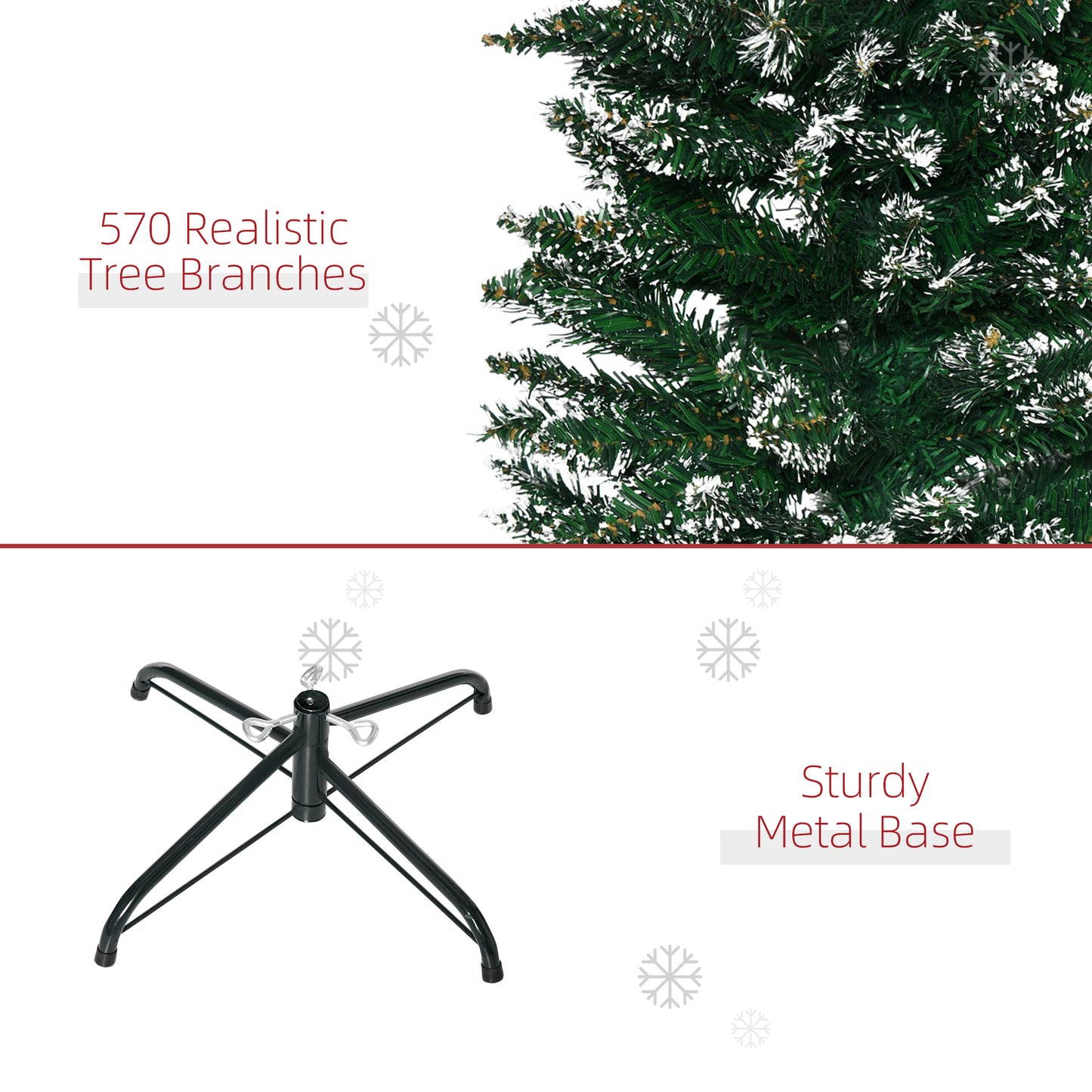 Sapin de Noël crayon enneigé 180 cm