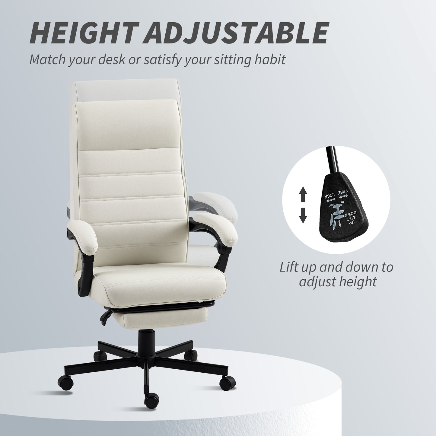 Chaise de bureau dossier haut inclinable avec repose-pieds