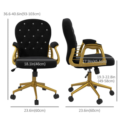 Chaise de bureau capitonnée cuir synthétique cristaux décoratifs