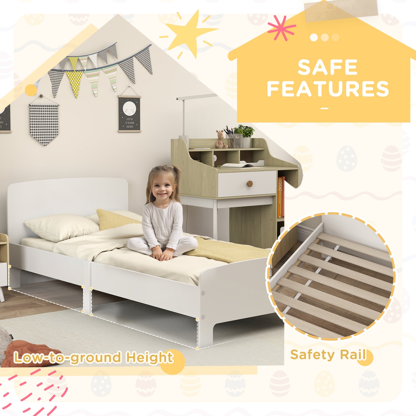 Lit bas enfant design sécuritaire MDF